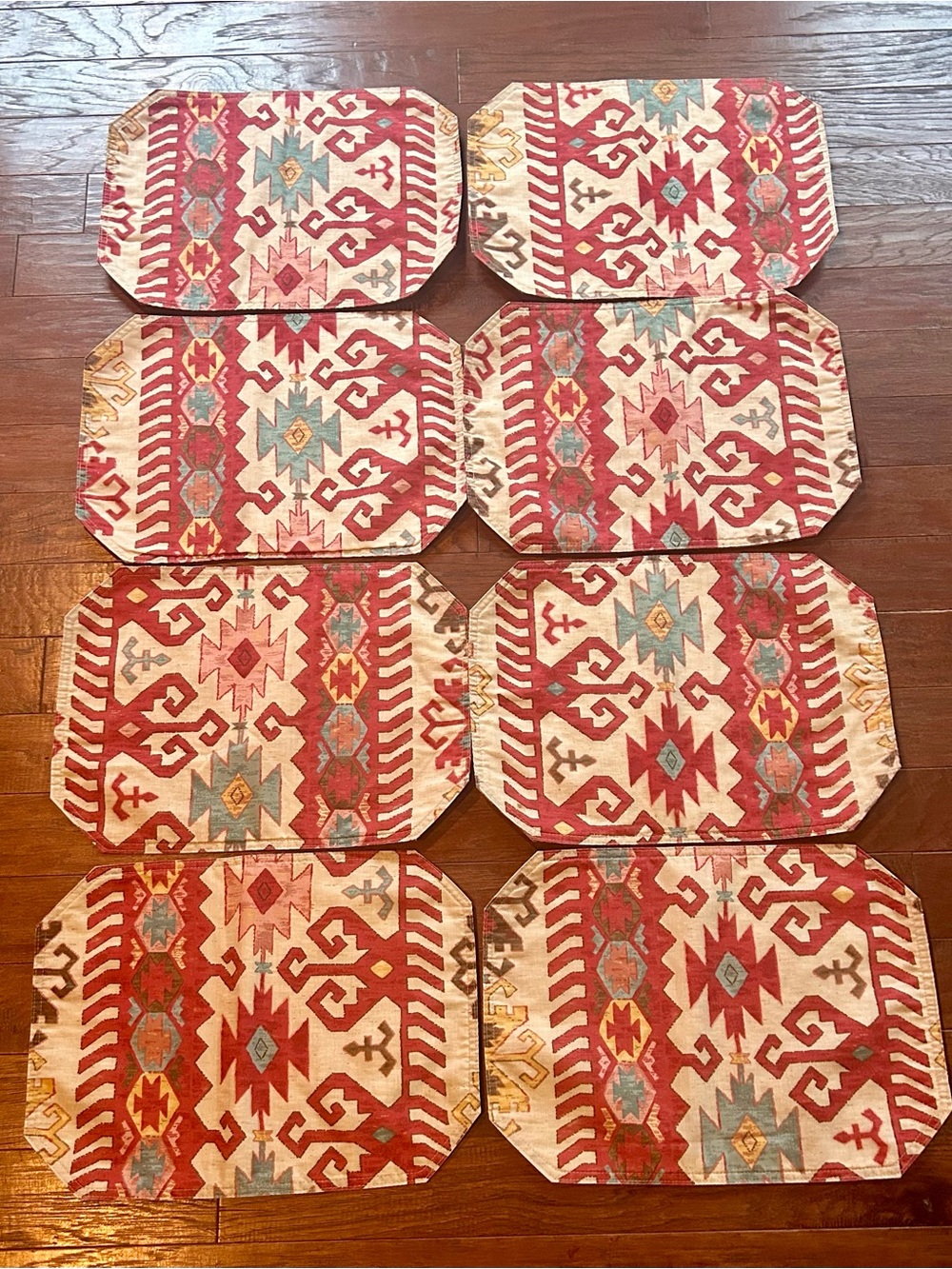 Set of 8 Reversible Southwestern Kilim Placemats